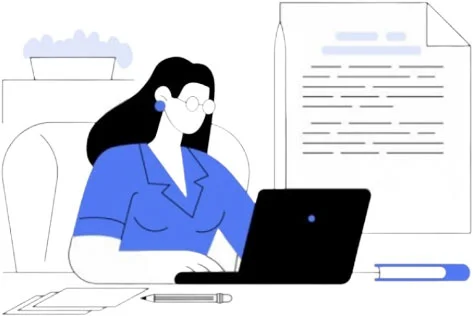 Illustration of a writer working on a laptop