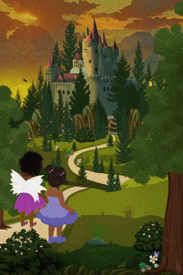 Fantasy children's illustration with a castle path